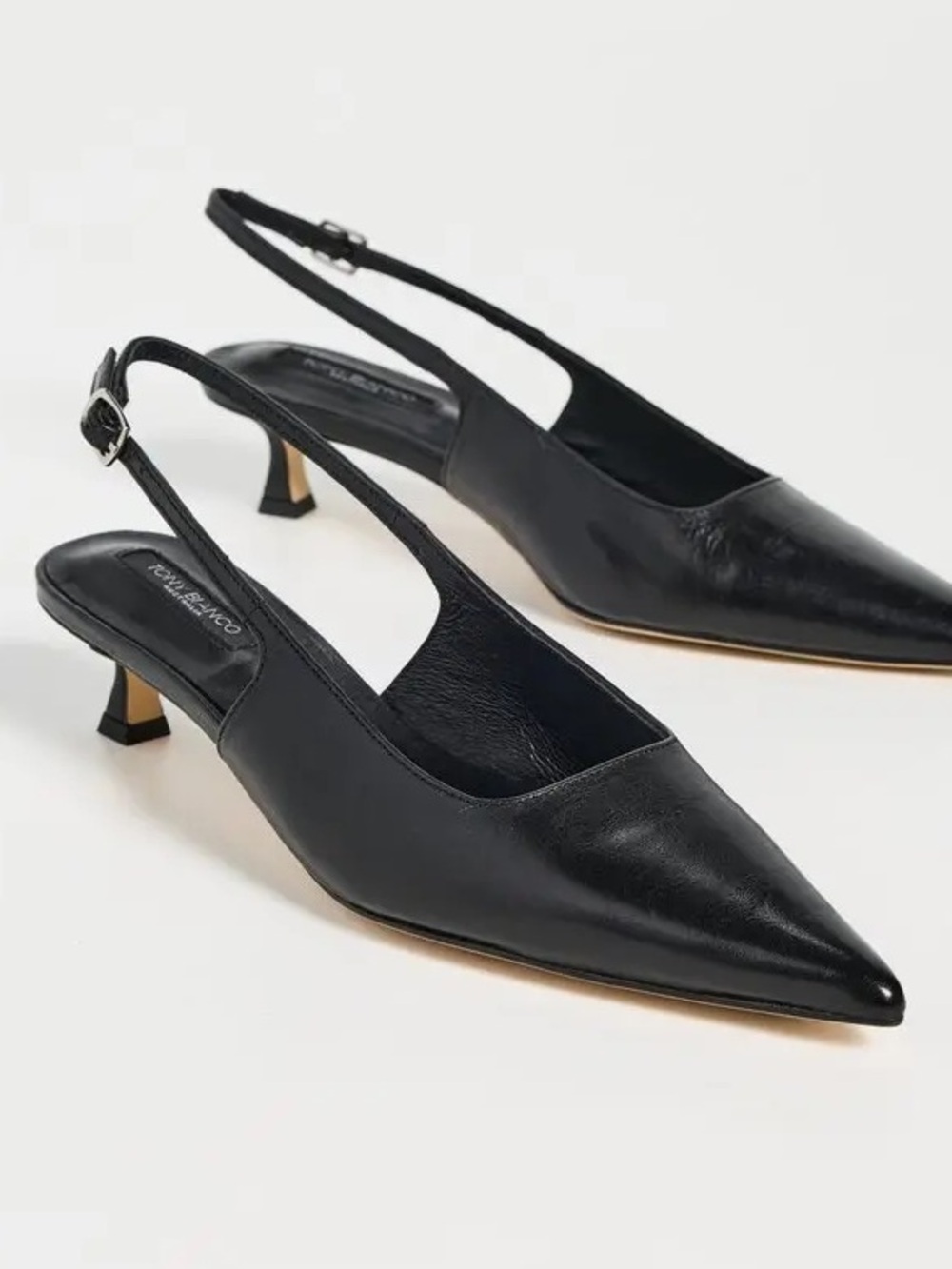 Tony Bianco Black Slingback Pointed-Toe Kitten Heel Pumps Sz 10